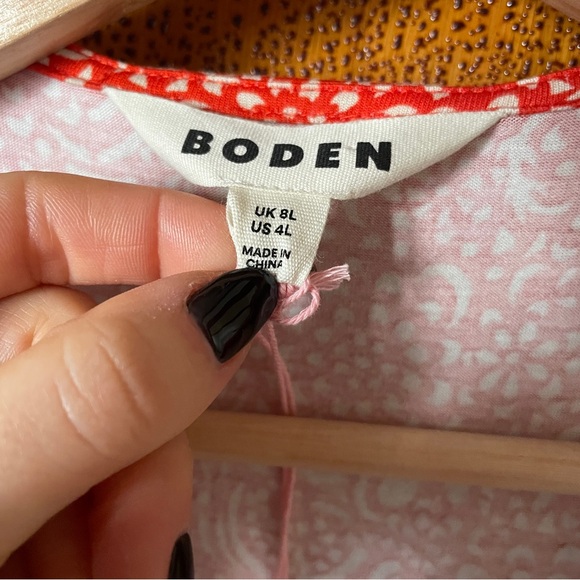 NWT Boden Ruffle Wrap Dress in ecovero paisley with puff sleeve - US 4 Long - Picture 2 of 8